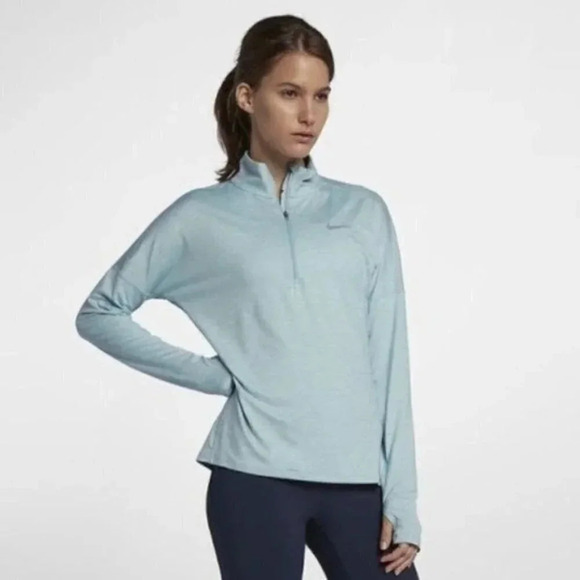 Nike Dri-Fit Light Blue Quarter Zip Athletic Running Jacket S - Picture 1 of 7